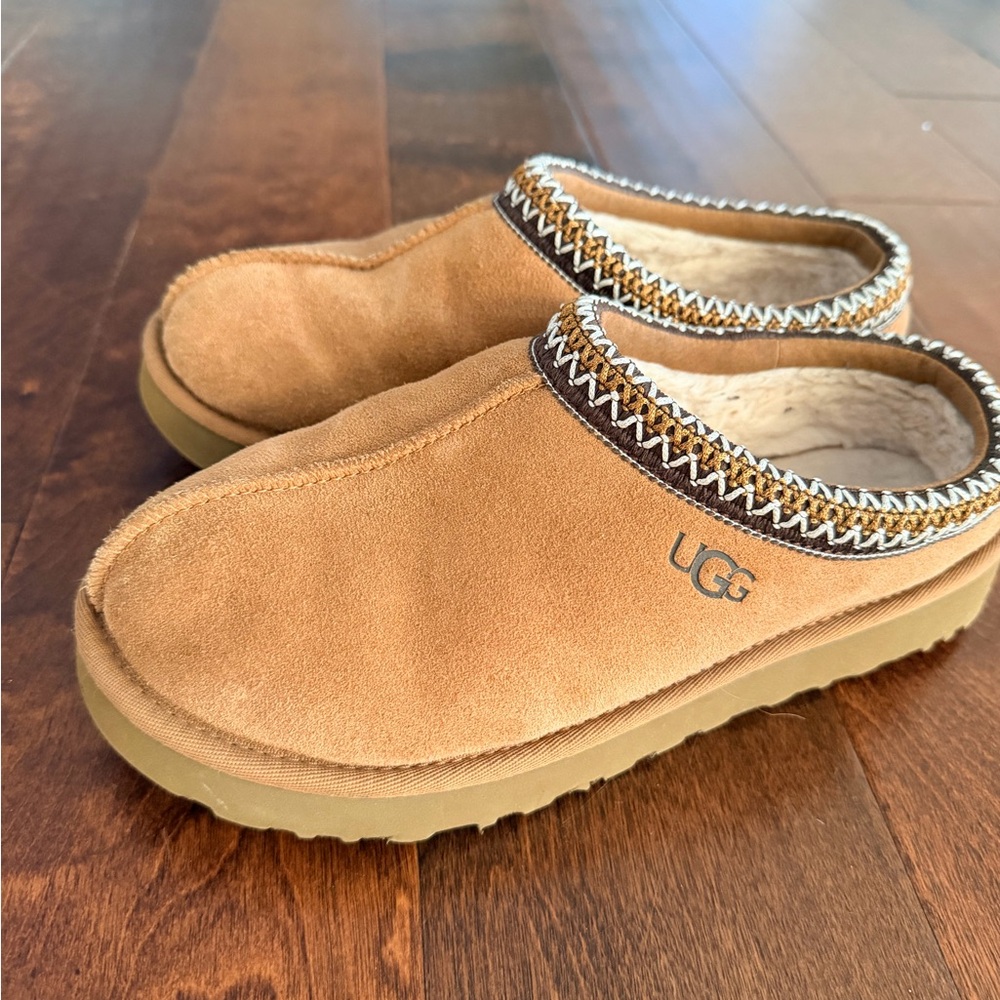 UGG Chestnut Suede Clogs with Plush Lining
